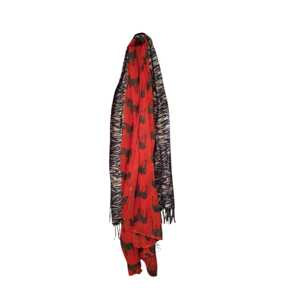 Bundle of 2 Graphic Scarfs Animal Print & Zebra Print Must HAVE FOR Exotic DRESS